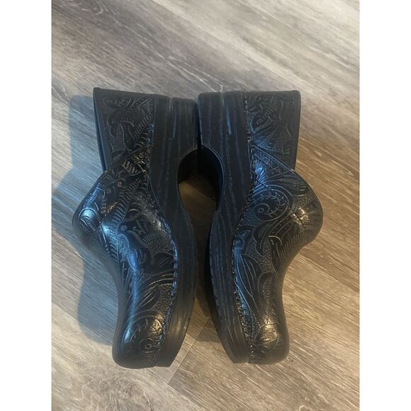 DANSKO Professional Silver/Black Floral Leather Clogs Size EU 42 US 9 - Picture 8 of 11
